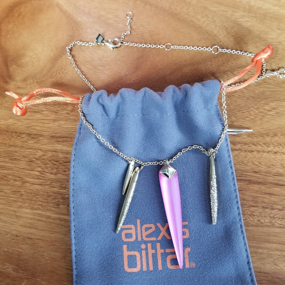 Alexis Bittar pink lucite necklace
